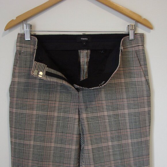 Theory Treeca 2 Glen Plaid Wool Pant Trousers Deco Portland Ankle Stretch  4 - Picture 10 of 16